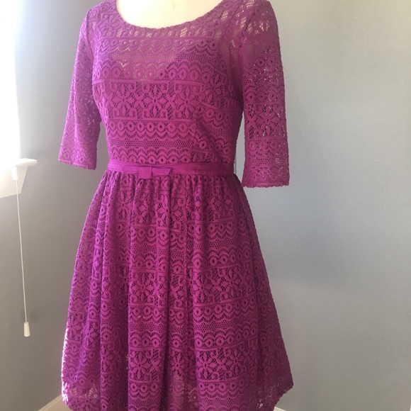 Plenty By Tracy Reese Dress Purple Lace - Picture 4 of 8